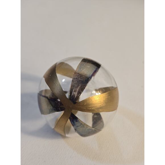 Vintage Hand Blown Glass Ornaments Lot of 7 Gold Stripe Mid Century Holiday - Picture 7 of 11